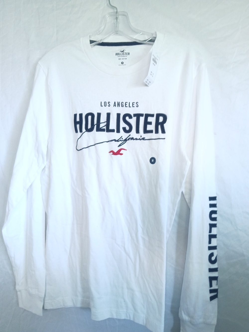 Hollister Men's White Long-Sleeve  Design Front ,sleeve Shirt New W Tags Medium